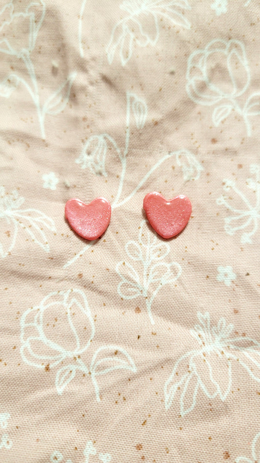 Pink Heart Small Stud Earrings