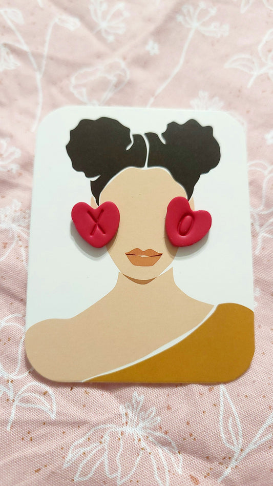 XO Small Heart Stud Earrings