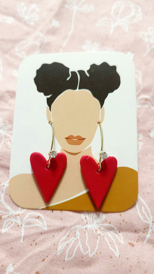 Red Heart Dangle Earrings